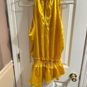 Ruffle High Neck Satin Blouse